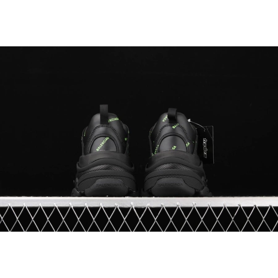 Balenciag* Triple S Sneaker 'Allover Logo - Black Fluo Yellow'